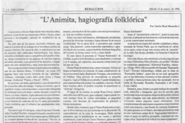 "L'Animita, hagiografía folclórica"  [artículo] Carlos René Ibacache.