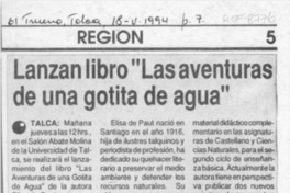 Lanzan libro "Las aventuras de una gotita de agua"  [artículo].