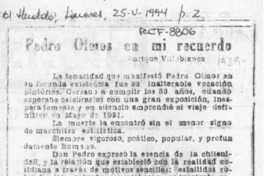 Pedro Olmos en mi recuerdo  [artículo] Enrique Villablanca.