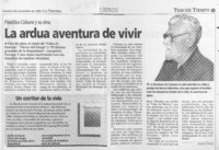 La ardua aventura de vivir  [artículo] Andrés Gómez.