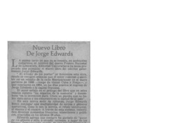 Nuevo libro de Jorge Edwards  [artículo].
