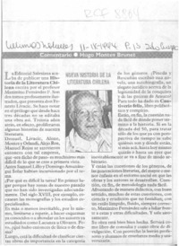 Nueva historia de la literatura chilena  [artículo] Hugo Montes Brunet.
