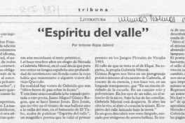 "Espíritu del valle"  [artículo] Antonio Rojas Gómez.