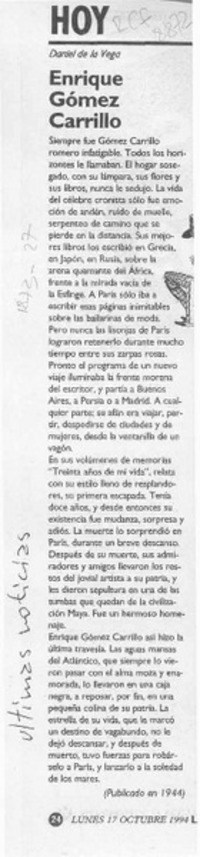 Enrique Gómez Carrillo  [artículo] Daniel de la Vega.