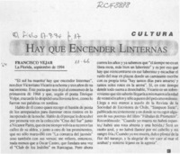 Hay que encender linternas  [artículo] Francisco Véjar.