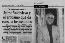 Jaime valdivieso y el erotismo que da curso a los sentidos  [artículo].