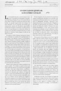 Un educador ejemplar, Luis Gómez Catalán  [artículo].
