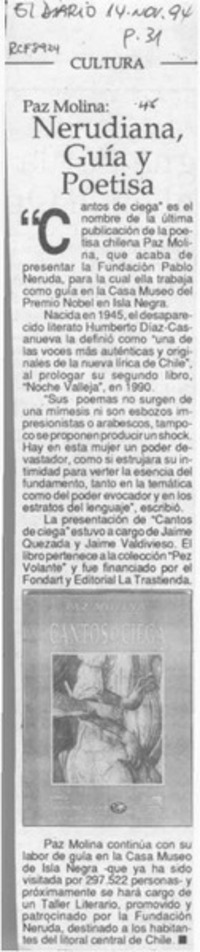 Nerudiana, guía y poetisa  [artículo].