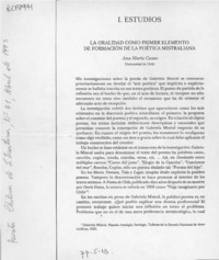 La oralidad como primer elemento de formación de la poética mistraliana  [artículo] Ana María Cuneo.