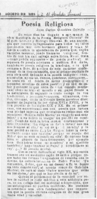 Poesía religiosa  [artículo] Juan Carlos González Colville.