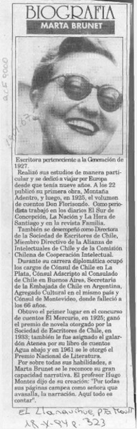 Marta Brunet  [artículo].