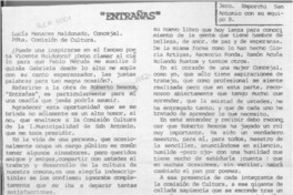 "Entrañas"  [artículo] Lucía Menares Maldonado.