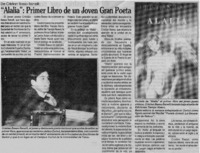 "Alalia", primer libro de un joven gran poeta