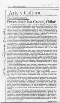 Versos desde Isla Grande, Chiloé  [artículo] Marcelo Novoa.
