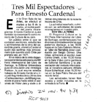 Tres mil espectadores para Ernesto Cardenal  [artículo].