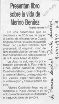 Presentan libro sobre la vida de Merino Benítez  [artículo] Rolando Martínez V.