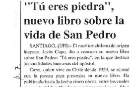 "Tú eres piedra", nuevo libro sobre la vida de San Pedro  [artículo].