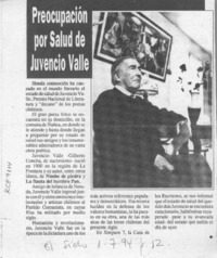 Preocupación por salud de Juvencio Valle  [artículo].