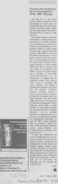 "Investigaciones y teorías en la arqueología de Chile"