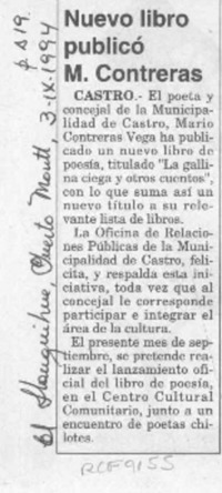 Nuevo libro publicó M. Contreras  [artículo].