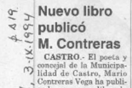 Nuevo libro publicó M. Contreras  [artículo].
