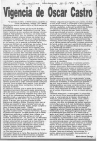 Vigencia de Oscar Castro  [artículo] Mario Noceti Zerega.