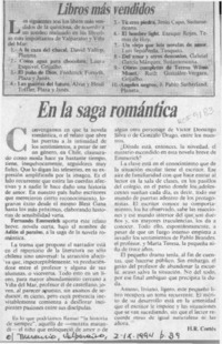 En la saga romántica  [artículo] H. R. Cortés.