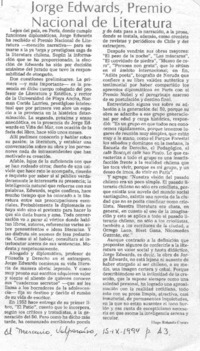 Jorge Edwards, Premio Nacional de Literatura