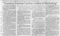 "Nuestras fuerzas luchan contra el marketing"  [artículo] Carmen Rodríguez.