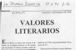 Valores literarios  [artículo] Gil Sinay.