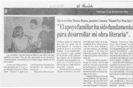 "El Apoyo familiar ha sido fundamental para desarrollar mi obra literaria"  [artículo].