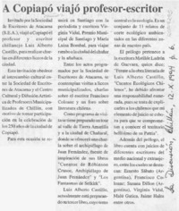 A Copiapó viajó profesor-escritor  [artículo].
