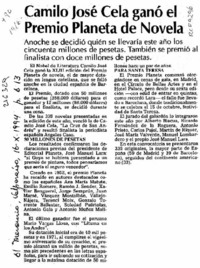 Camilo José Cela ganó el Premio Planeta de Novela  [artículo].