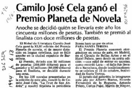 Camilo José Cela ganó el Premio Planeta de Novela  [artículo].