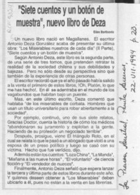 "Siete cuentos y un botón de muestra", nuevo libro de Deza  [artículo] Elías Barticevic.