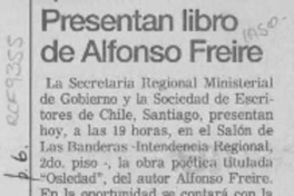 Presentan libro de Alfonso Freire  [artículo].