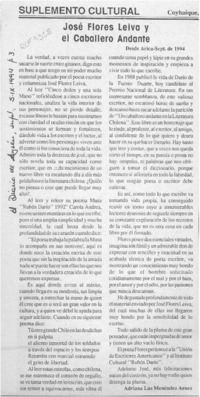 José Flores Leiva y el caballero andante  [artículo] Adriana Luz Menéndez Arnez.