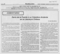 Darío de la Fuente o un caballero andante en la literatura chilena