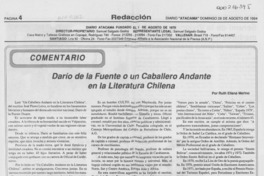 Darío de la Fuente o un caballero andante en la literatura chilena