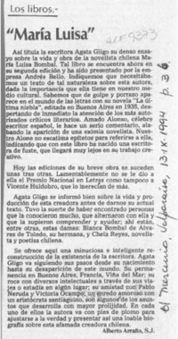 "María Luisa"  [artículo] Alberto Arraño.