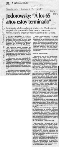 Jodorowsky, "A los 65 años estoy terminado"  [artículo].