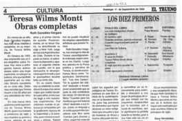 Teresa Wilms Montt, "Obras completas"