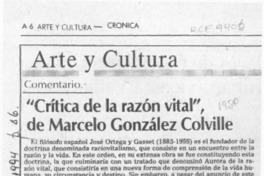 "Crítica de la razón vital", de Marcelo González Colville  [artículo].