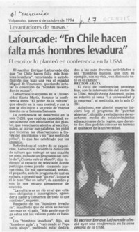 Lafourcade, "En Chile hacen falta más hombres levadura"  [artículo].