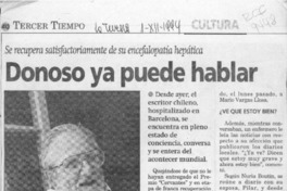 Donoso ya puede hablar  [artículo] Cecilia Valenzuela L.