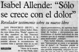 Isabel Allende: "Sólo se crece con el dolor"