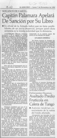 Capitán Palamara apelará de sanción por su libro  [artículo].