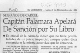 Capitán Palamara apelará de sanción por su libro  [artículo].
