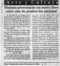 Mañana presentarán un nuevo libro sobre cine de producción nacional  [artículo].