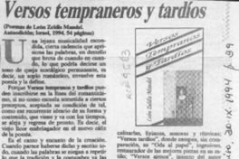 Versos tempraneros y tardíos  [artículo] H. R. Cortés.